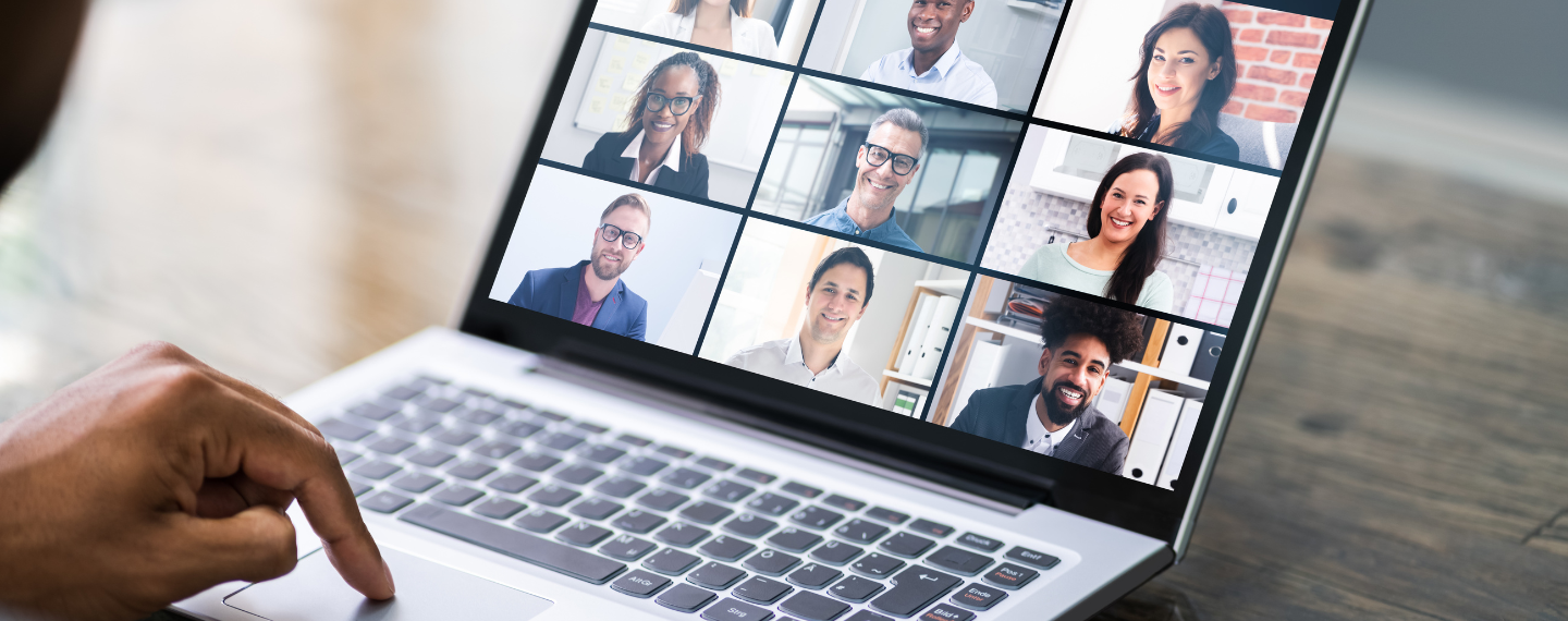 Webinar attendee looking at a screen of other attendees.