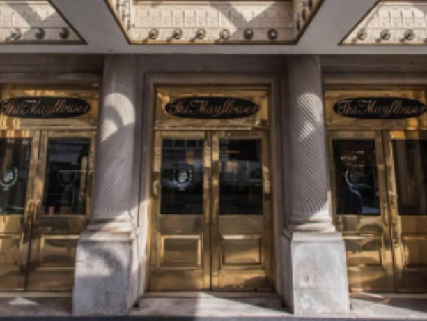 Main entrance doors of The Mayflower Hotel in Washington, D.C.