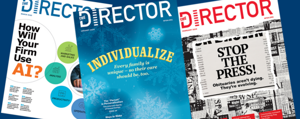 Three covers of The Director magazine